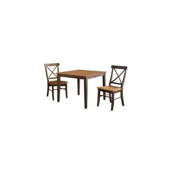 Finefabrics 36 x 36 in. Dining Table with 2 XBack Chairs - 3 PiecesCinnemon & Espresso, 3PK FI748585